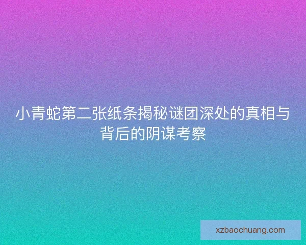 小青蛇第二张纸条揭秘谜团深处的真相与背后的阴谋考察