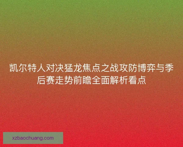 凯尔特人对决猛龙焦点之战攻防博弈与季后赛走势前瞻全面解析看点